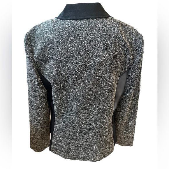 Miss Dorby Black And White Speckled Long Sleeve Jacket Zip Up Size 12 - Picture 4 of 5